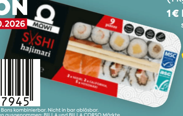 Sushi 206,5 g Packung Mowi Angebot bei Billa