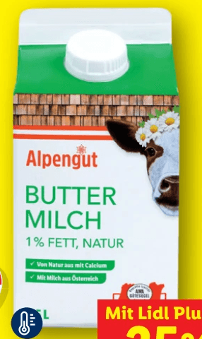 Alpengut Buttermilch 0,5 l Angebot bei Lidl