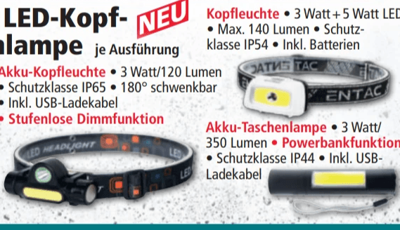 ENTAC LED-Kopf- oder Taschenlampe Angebot bei Norma