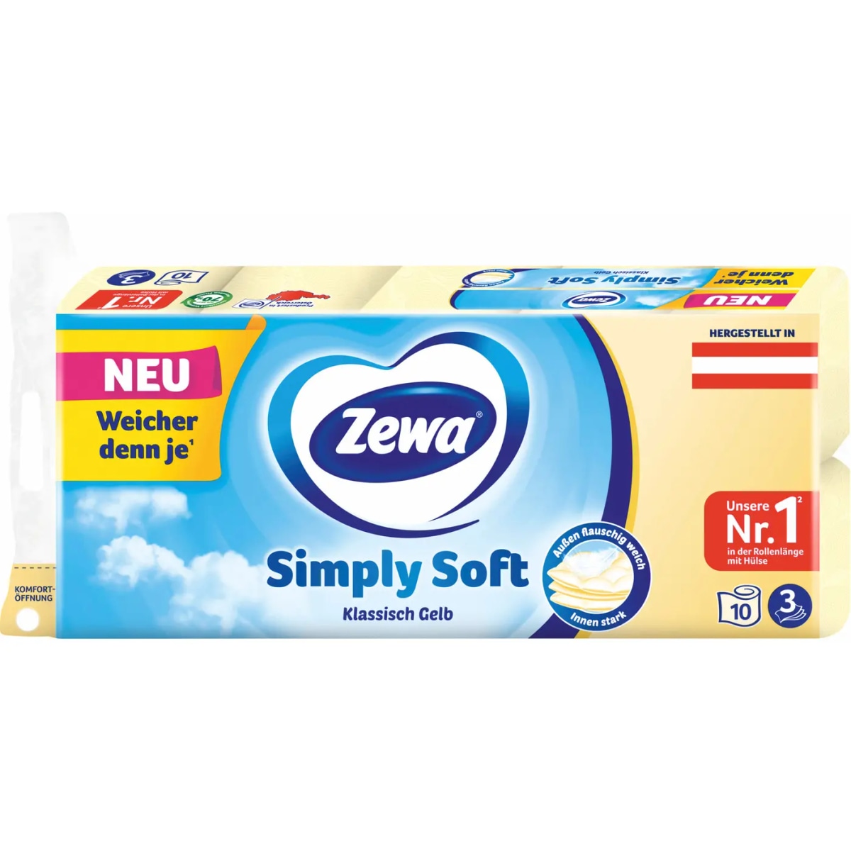 Zewa Simply Soft od. Premium Soft Toilettenpapier 9 - 10 Rollen Angebot bei Adeg