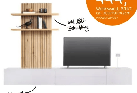 Wohnwand ca. 300/190/42cm CARRYHOME Angebot bei XXXLutz