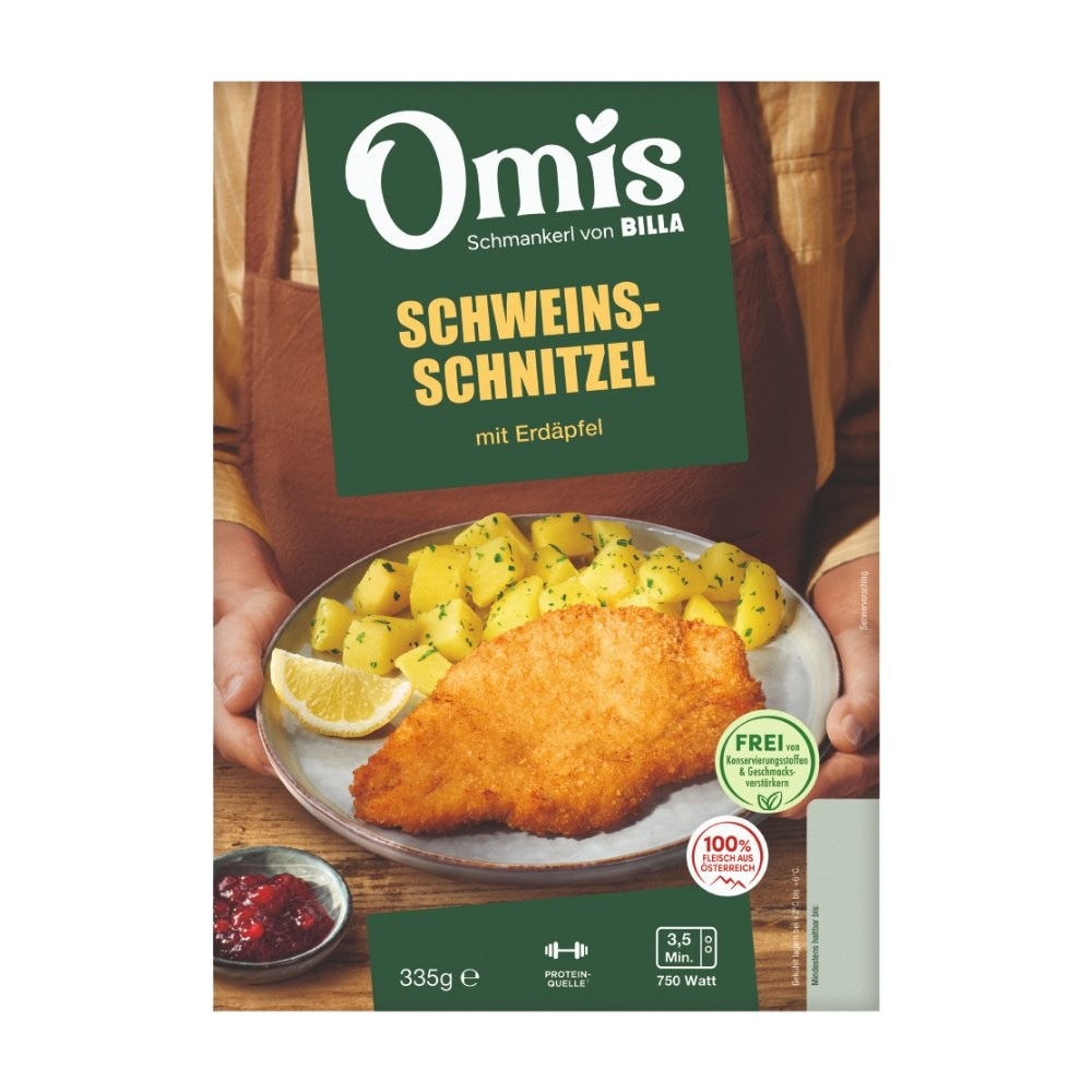 Omis Schweinsschnitzel mit Petersilerdäpfeln 335 g Angebot bei Billa
