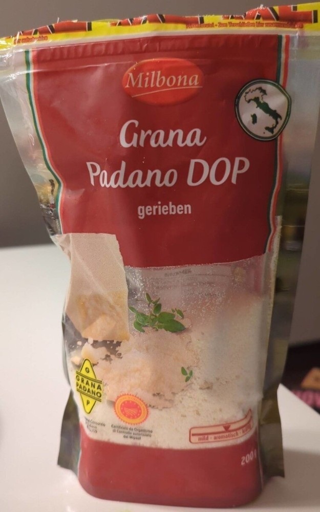 Milbona Grana Padano DOP gerieben 200 g + 50 g gratis Angebot bei Lidl