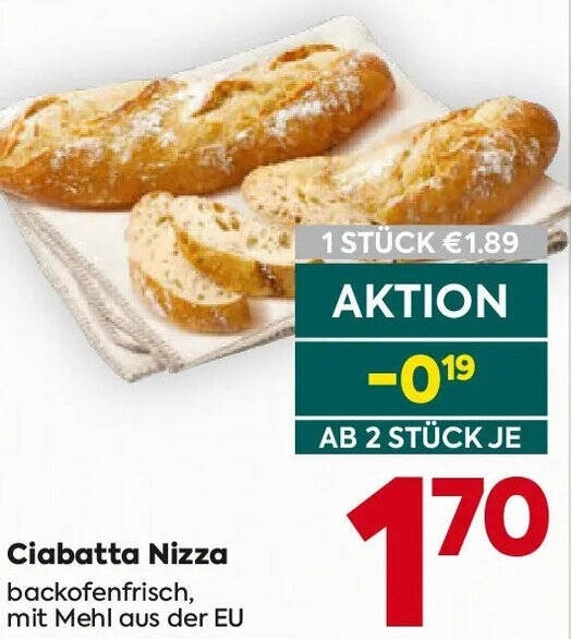 Ciabatta Nizza per Stück Angebot bei Billa Plus