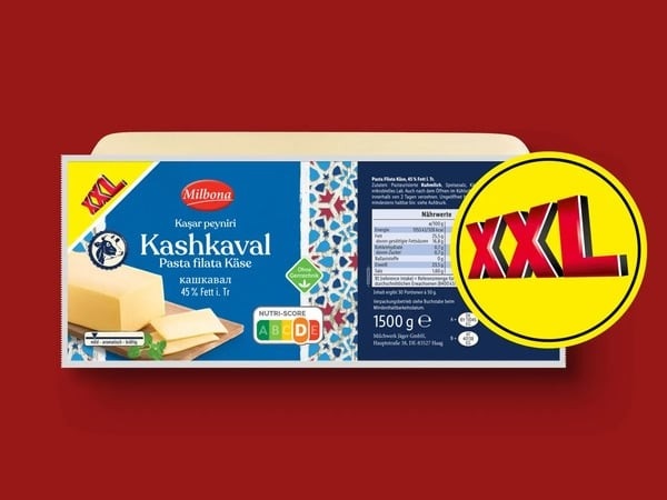 Milbona Kashkaval 1,5 kg Angebot bei Lidl