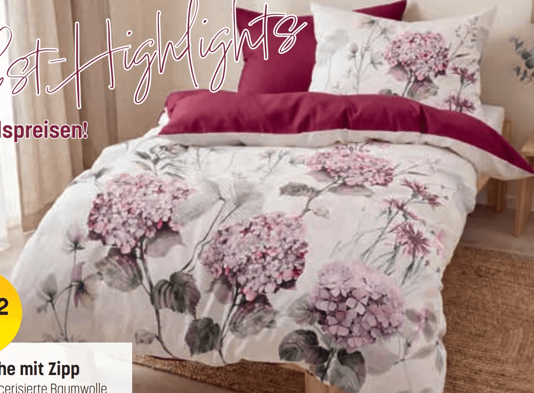 Satin Bettwäsche mit Zipp 140 x 200 cm, 70 x 90 cm Angebot bei Reiter