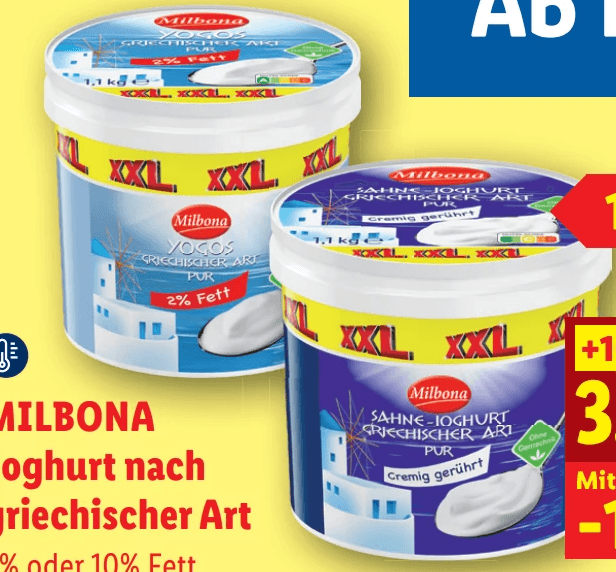 Joghurt nach griechischer Art 1,1 kg Milbona Angebot bei Lidl