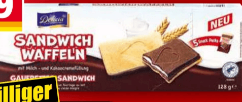 Sandwich Waffeln 128 g Delicia Angebot bei Norma