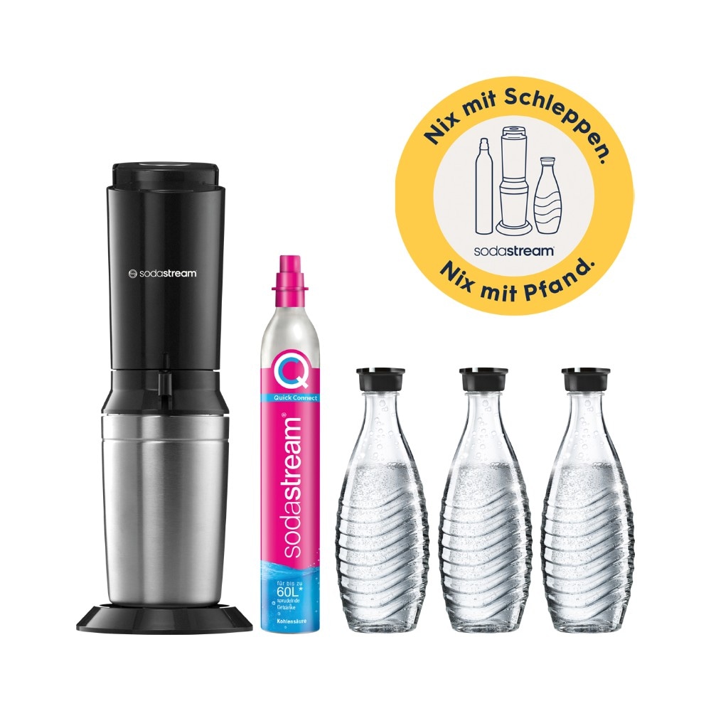 Crystal 3.0 Wassersprudler titan Vorteilspack inkl. 3 Glaskaraffen 0,7 Liter Sodastream Angebot bei Maximarkt