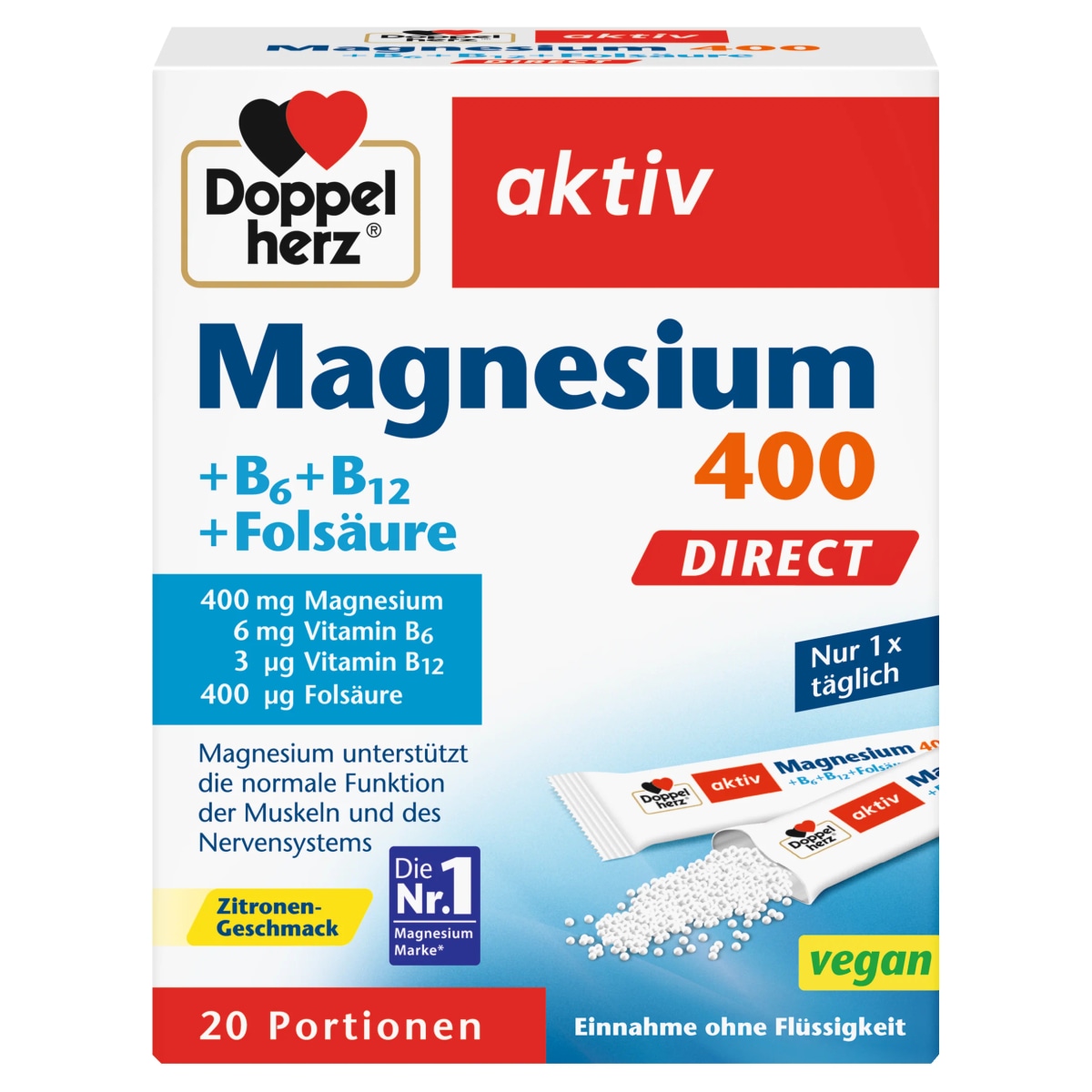 Doppelherz Magnesium 400 + B6 + B12 / Magnesium + Calcium + Kalium + D3 / Magnesium + Calcium + D3 / Sport Direkt Muskel + Energie 20x 45 g, 20x 64 g, 20x 76 g oder 20x 60 g Angebot bei Maximarkt