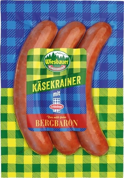 Wiesbauer Käsekrainer mit Bergbaron 300 g Packung Angebot bei Adeg