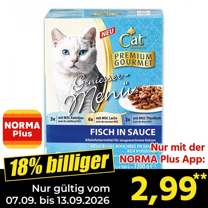 Geniesser Menu 12x100 g Cat Premium Gourmet Angebot bei Norma