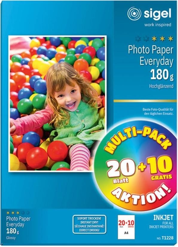 Inkjet Fotopapier DIN A4 20 + 10 Blatt Sigel Angebot bei Müller