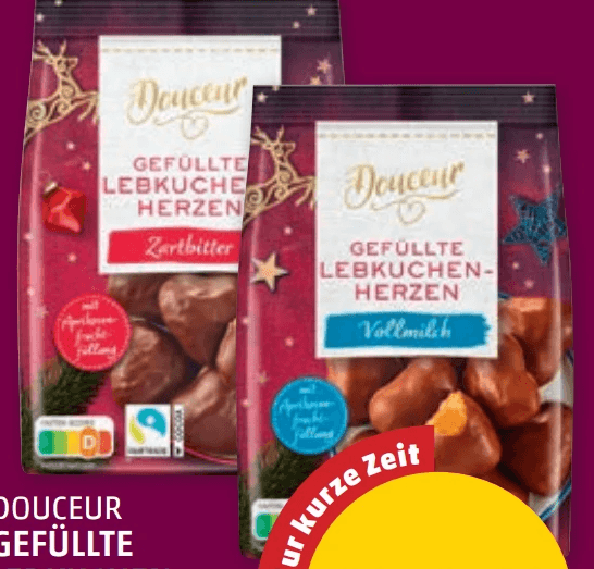 Douceur Gefüllte Lebkuchenherzen 300 g Angebot bei Penny