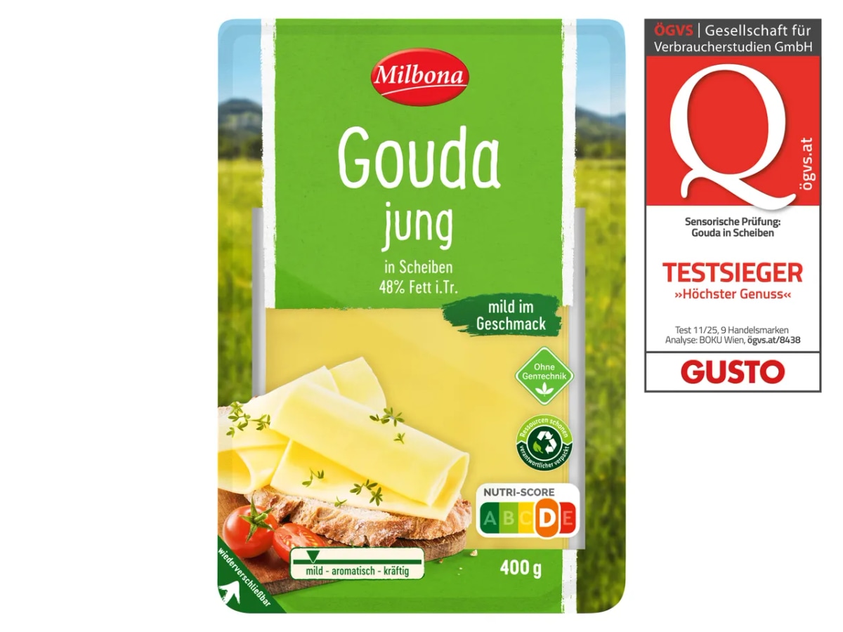 Milbona Gouda oder Edamer in Scheiben 1 kg Angebot bei Lidl