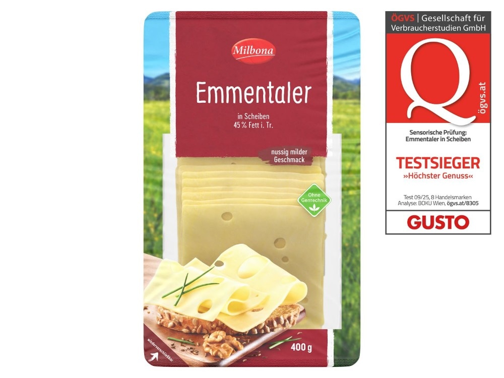 Milbona Emmentaler in Scheiben 400 g Angebot bei Lidl