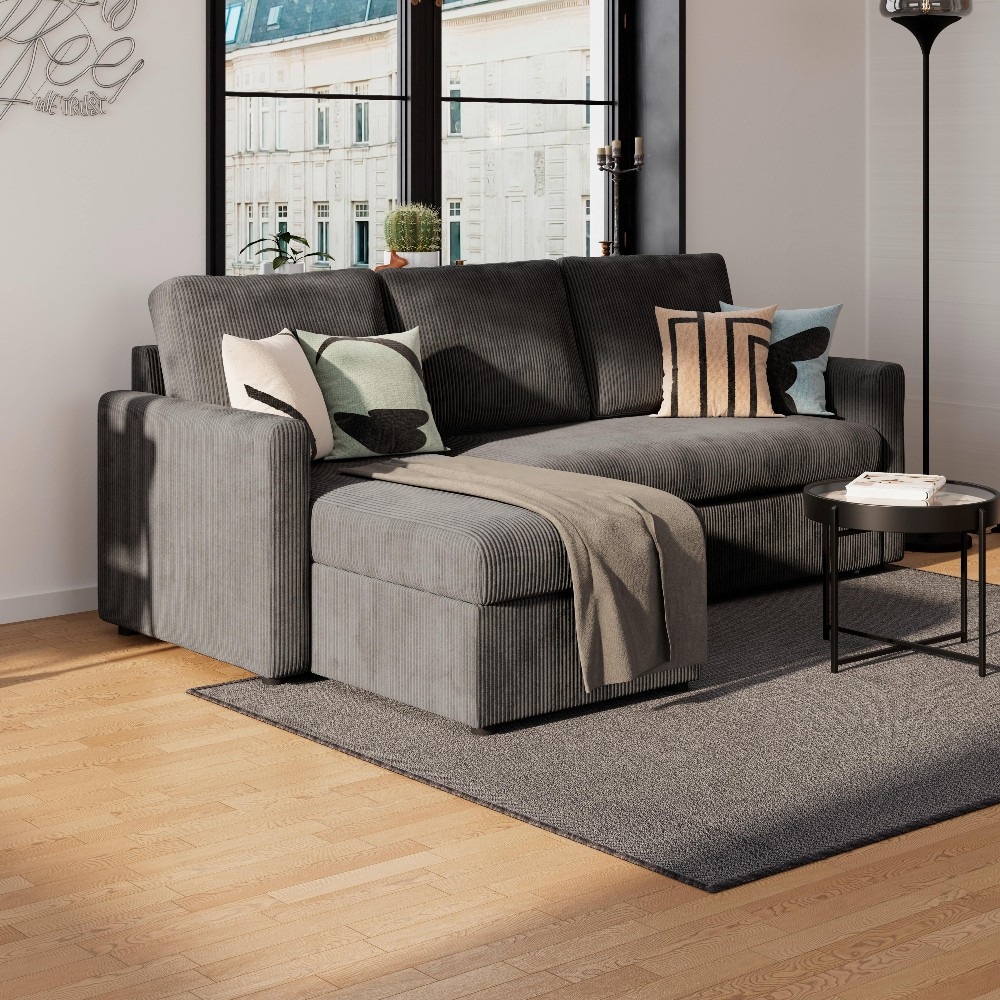 Ecksofa Cordstoff Anthrazit ca. 215x145 cm Angebot bei Möbelix
