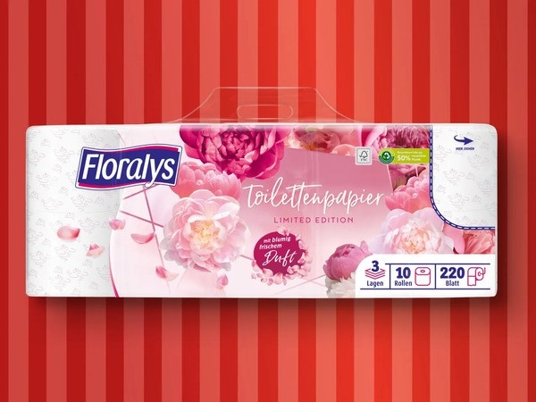 Toilettenpapier 10x 220 Blatt Floralys Angebot bei Lidl