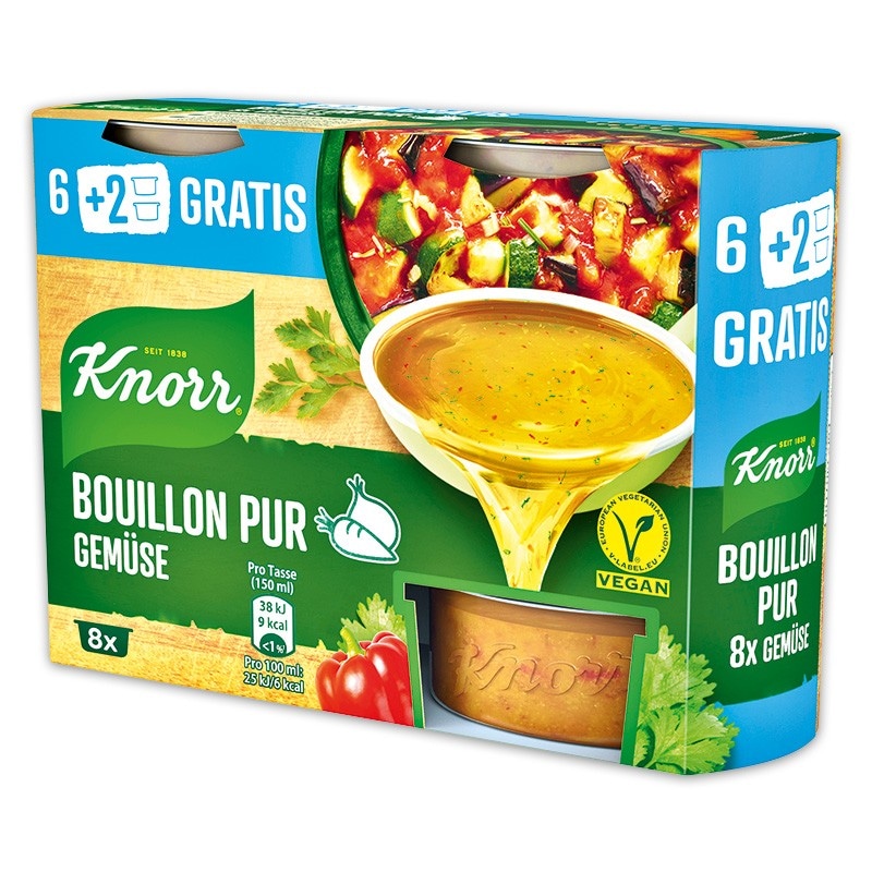 Bouillon Pur Rind, Huhn oder Gemüse 6x28 g + 2x28 g gratis Knorr Angebot bei Norma