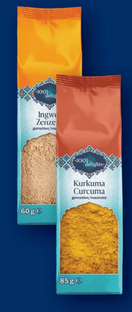1001 DELIGHTS Gewürze Ingwer 60 g, Kurkuma 85 g Angebot bei Lidl