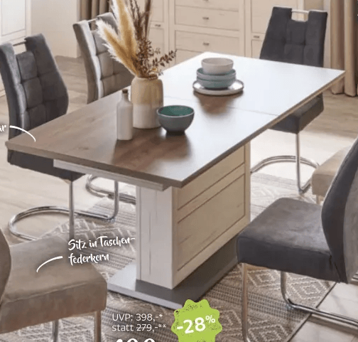 Esstisch L/B/H: ca. 180/90/76cm, ausziehbar bis ca. 220cm HOM'IN Angebot bei XXXLutz