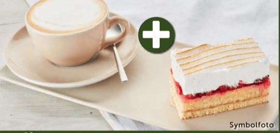 Ribiselschaumschnitte mit einem Cappuccino INTERSPAR-Backstube Angebot bei Interspar