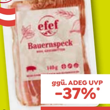 efef Bauernspeck geschnitten 140 g Angebot bei Adeg