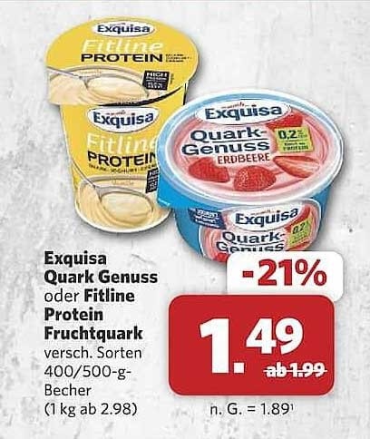 Exquisa Quarkgenuss, Fitline Protein oder Zero 400 g/500 g Angebot bei Penny