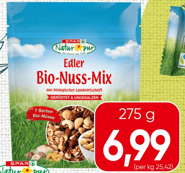 Edler Bio-Nuss-Mix 275 g SPAR Natur pur Angebot bei Spar