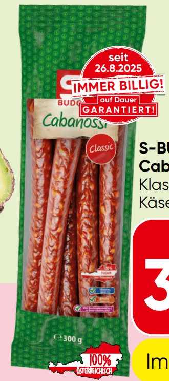 S-Budget Cabanossi 300 g Angebot bei Spar