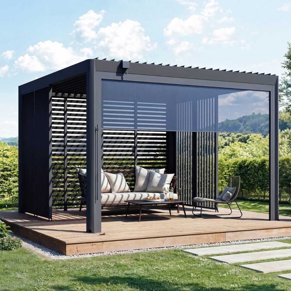GFP Designpergola Aluminium Nero ca. 350 x 350 x 241 cm (L x B x H) Angebot bei Hofer