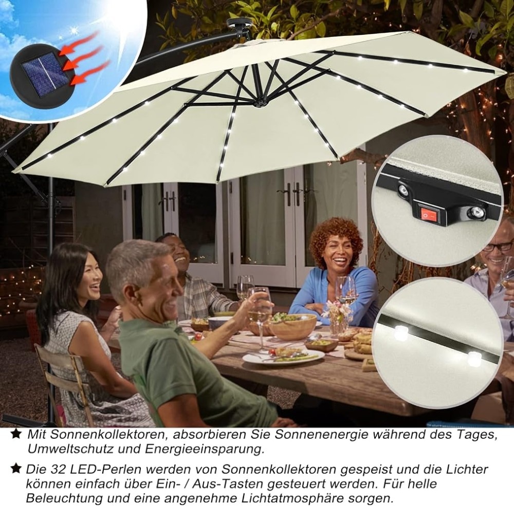 LED-Ampelschirm Solar 300 x 300 cm Angebot bei Bauhaus