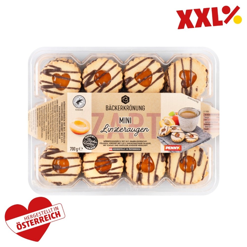 Bäckerkrönung Mini-Linzeraugen 700 g Angebot bei Penny