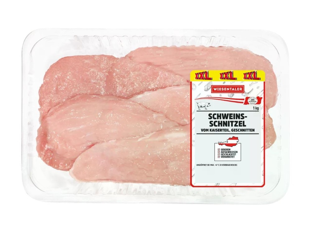 Frische Schweinsschnitzel geschnitten 1 kg WIESENTALER Angebot bei Lidl