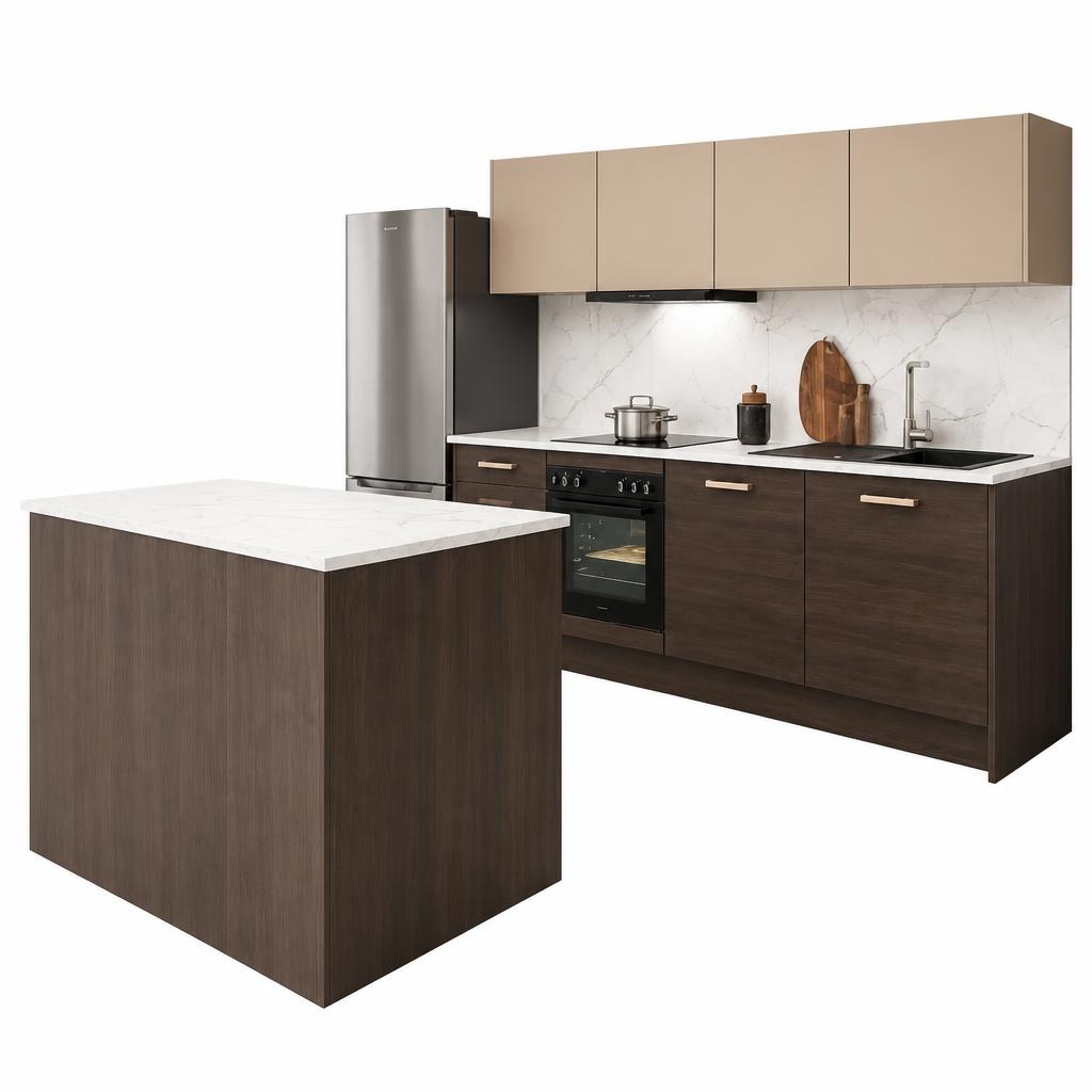 Impuls Küchen Einbauküche ca. 243 cm, inkl. Insel ca. 124 cm Angebot bei Möbelix
