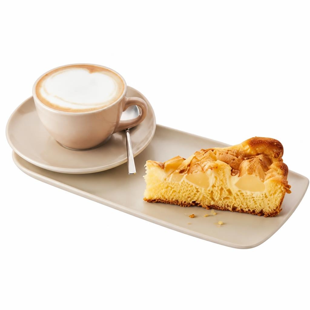 Birnen-Joghurt-Kuchen mit einem Cappuccino Angebot bei Interspar
