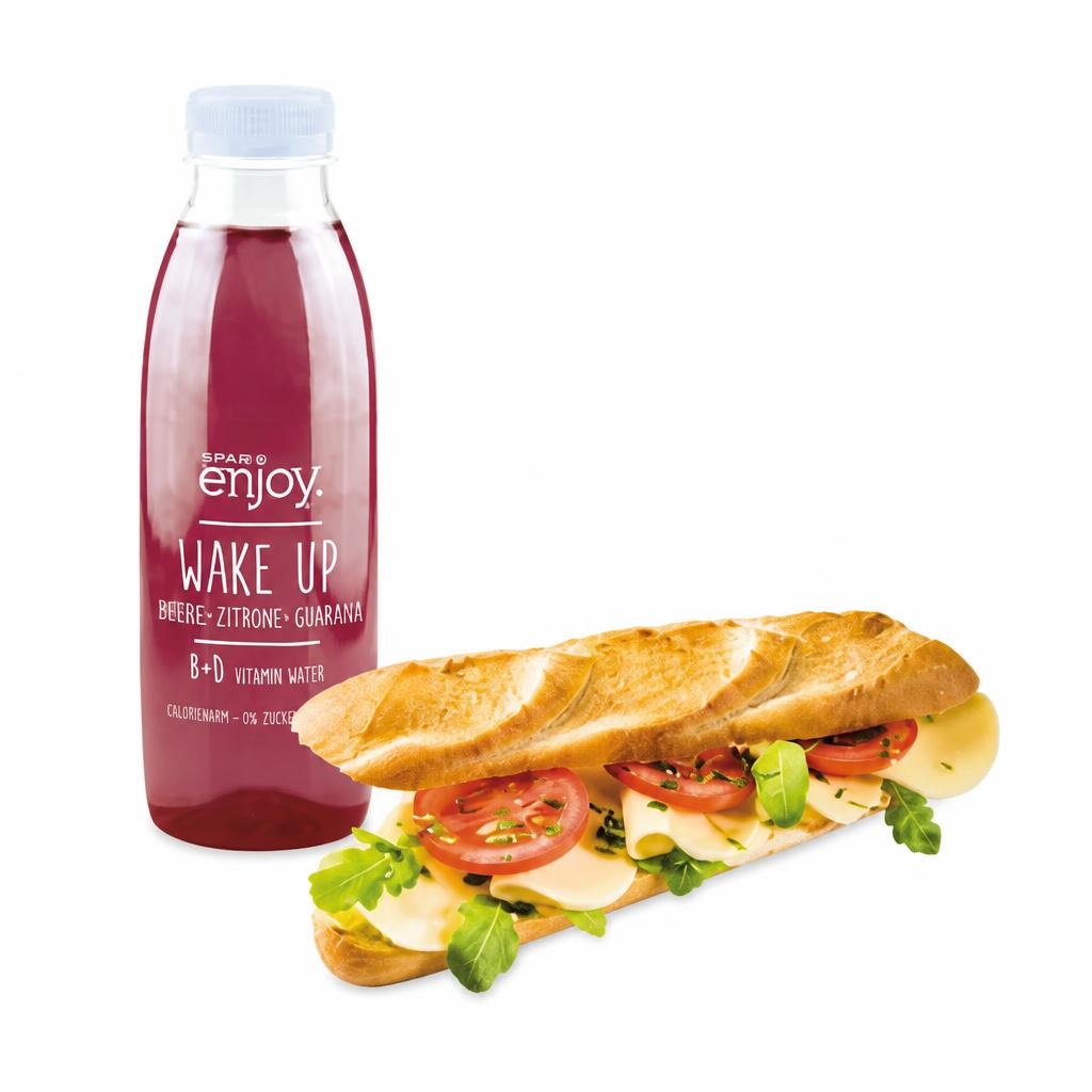 SPAR enjoy Halbbaguette Tomate Mozzarella mit SPAR enjoy Vitaminwasser 0,5 Liter Angebot bei Spar