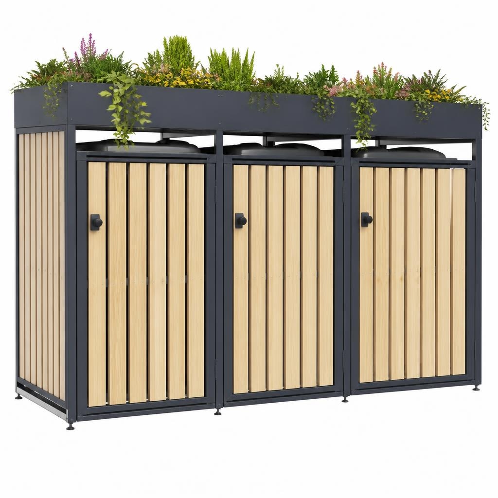 3er-Mülltonnenbox mit Pflanzkasten-Pflanzdach 3 x 240 Liter Angebot bei Norma