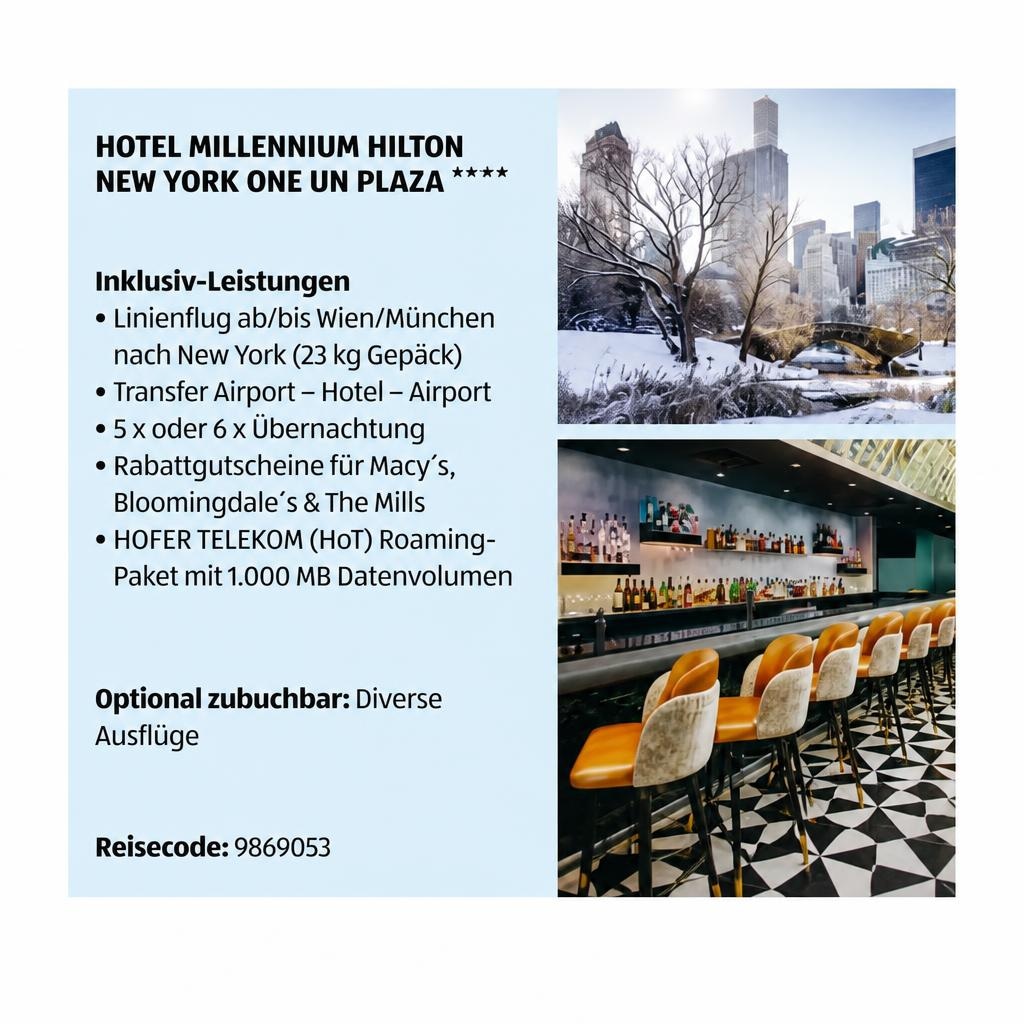 New York City-Trip 5 oder 6 Nächte Angebot bei Hofer