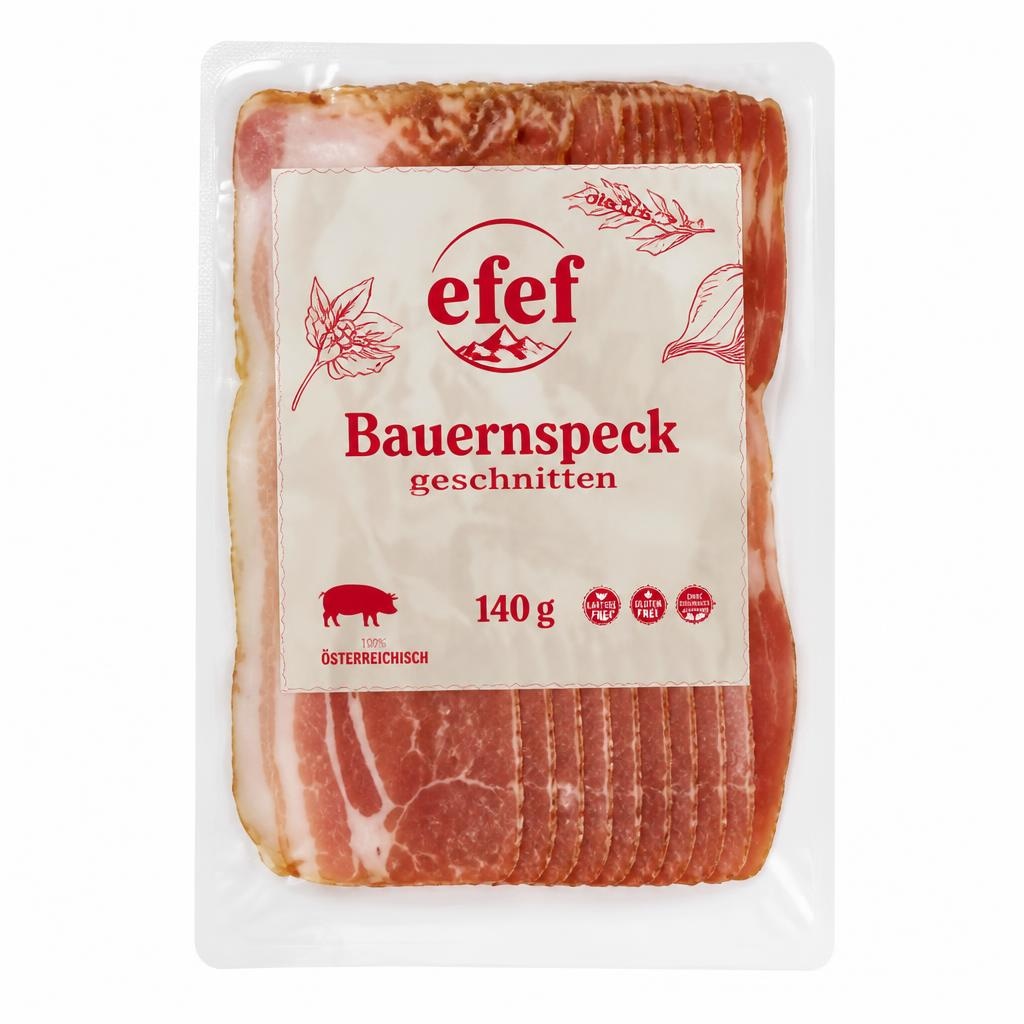 efef Bauernspeck geschnitten 140 g Packung Angebot bei Adeg