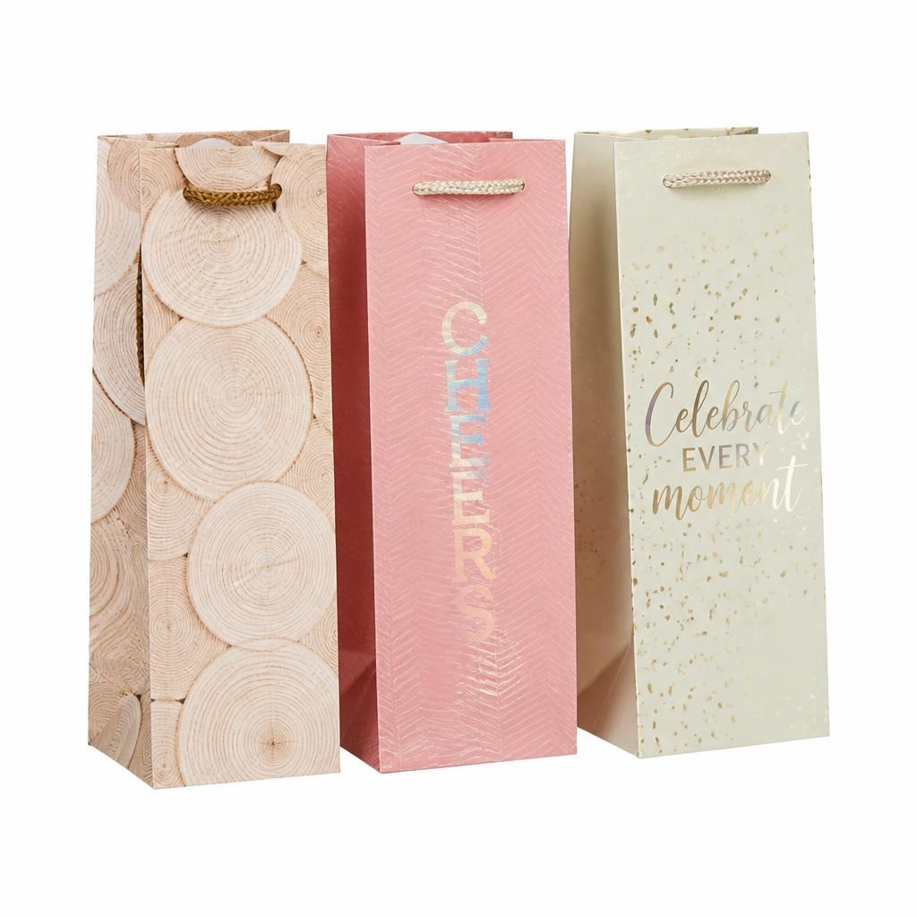 CreAtelli Effekt-Geschenktaschen Flaschentasche 3er-Set je ca. 37 x 12 x 8 cm Angebot bei Norma