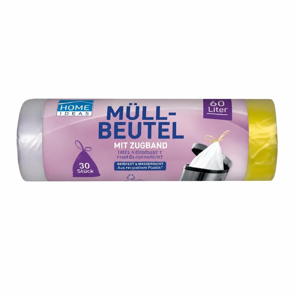 Müllsäcke mit Zugband 60 Liter, 30 Stück pro Rolle HOME IDEAS Angebot bei Penny