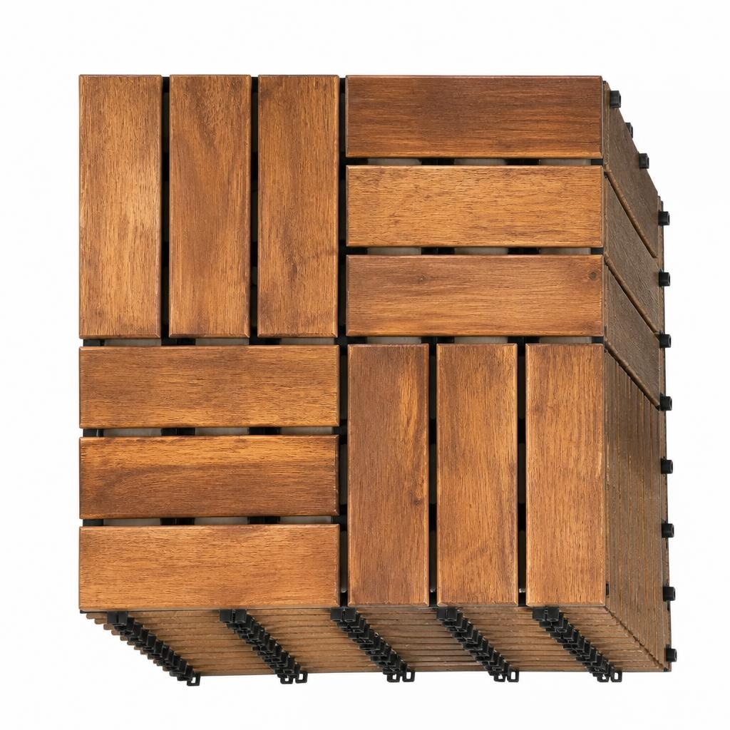 Massivholz-Klick-Fliesen 9er-Set je ca. 30 x 30 x 2,4 cm PowerTec Garden Angebot bei Norma