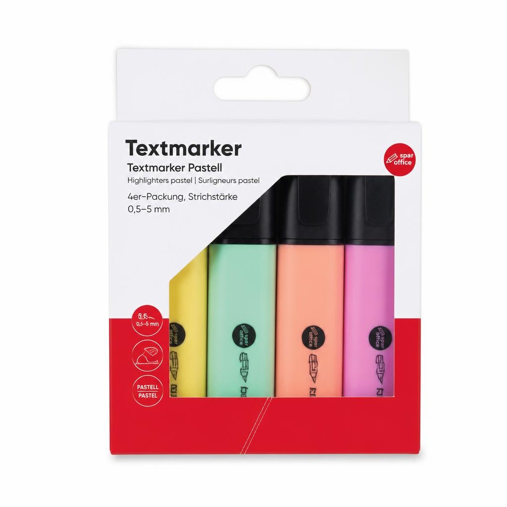 Textmarker Pastell 4er-Packung Spar office Angebot bei Maximarkt