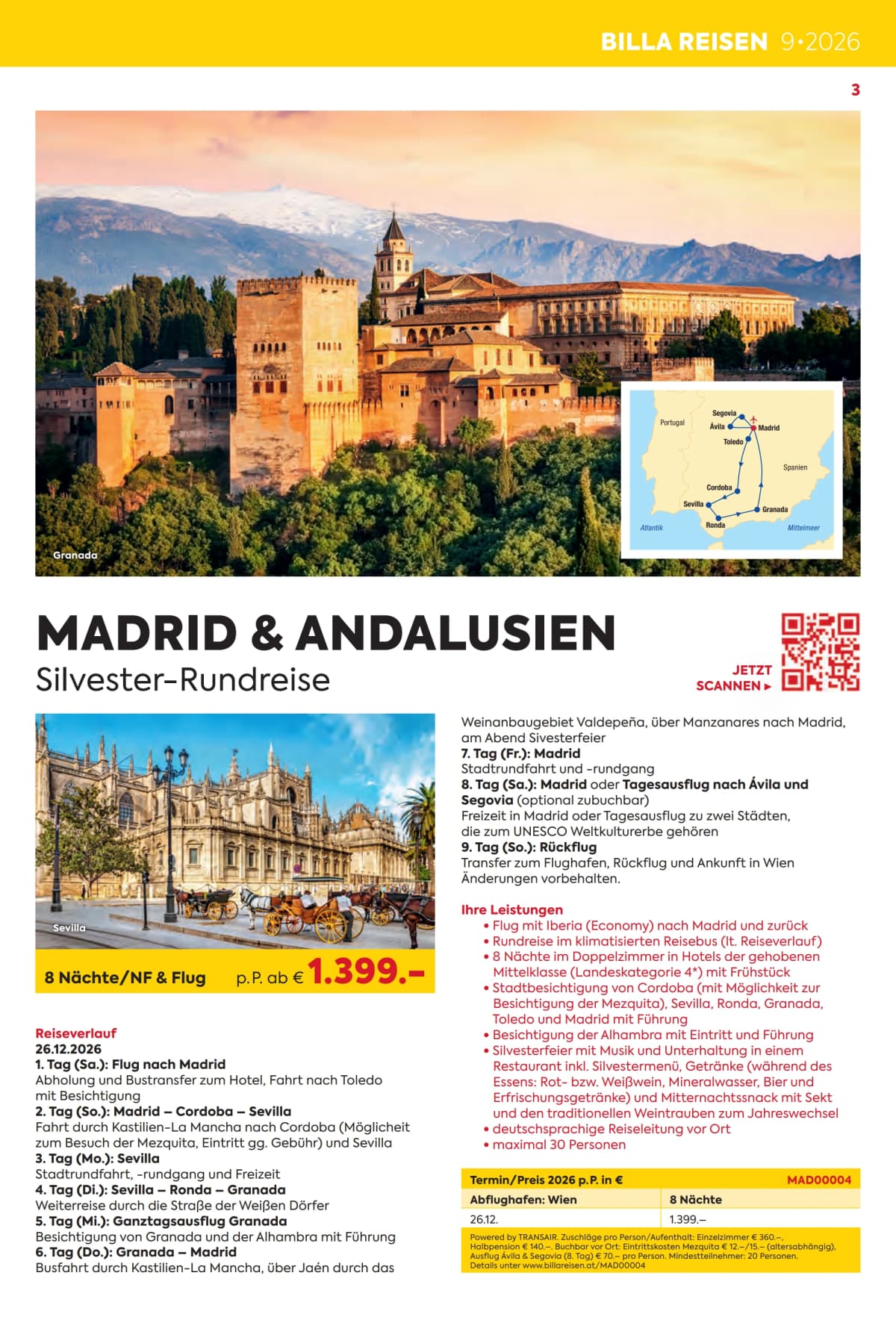 Billa Reisen katalog Erlebnisreise Highlights 2026/27 , 24.09.2026. – 31.12.2026.