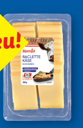 Raclette Scheiben, 400 g Alpengut – Lidl