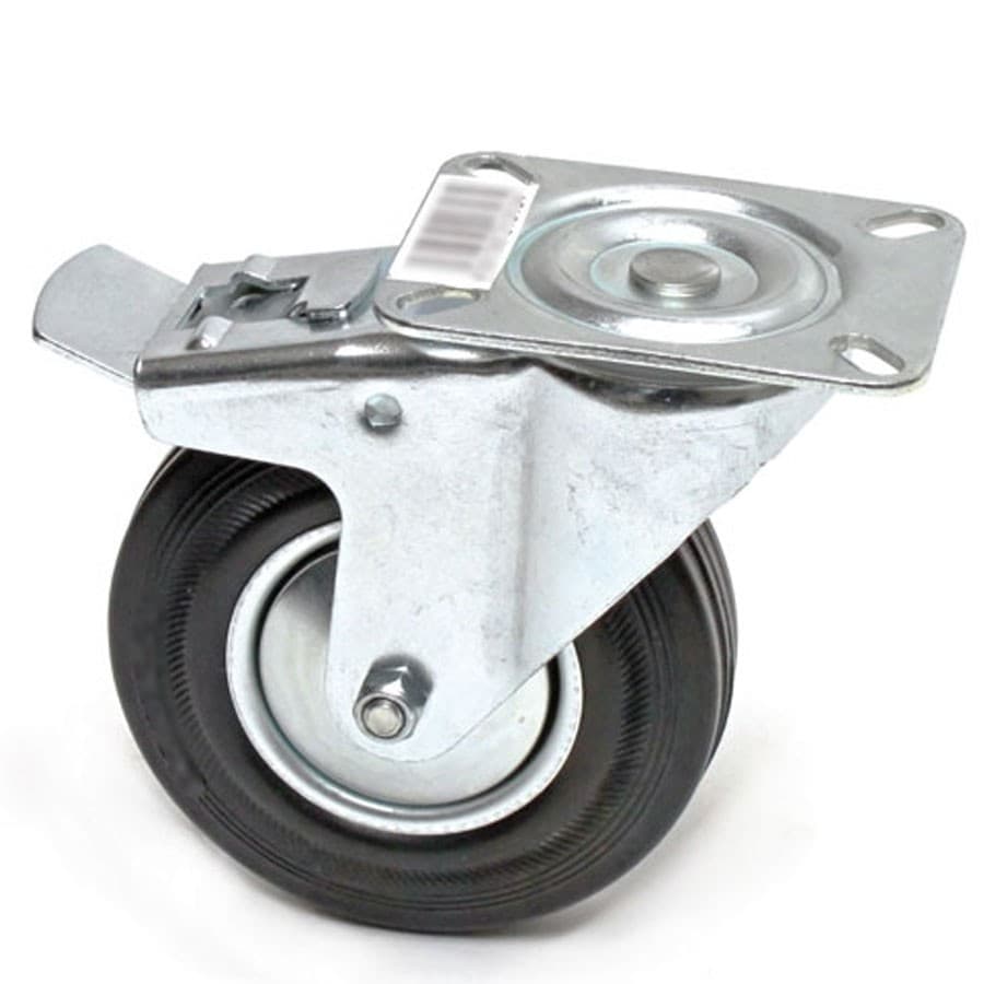 Lenkrolle Vollgummi mit Fußbremse, 160 mm – Zgonc