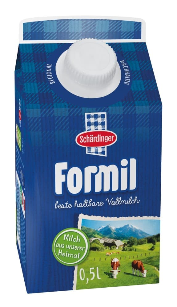 Schärndinger Formil haltbare Vollmilch 3,5% oder Leichtmilch 0,5% Fett, 1 Liter – Interspar