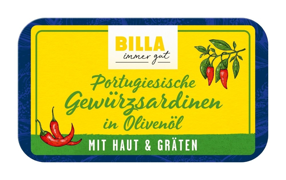 BILLA immer gut Sardinen gewürzt in Olivenöl mit Haut & Gräten 125 g Angebot bei Billa