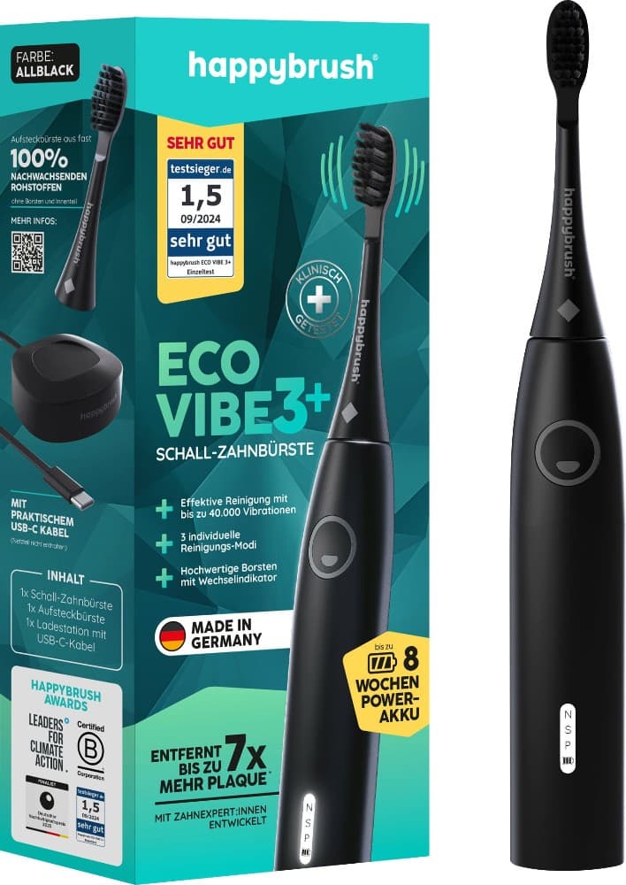 Schallzahnbürste „Allblack“ happybrush – Interspar